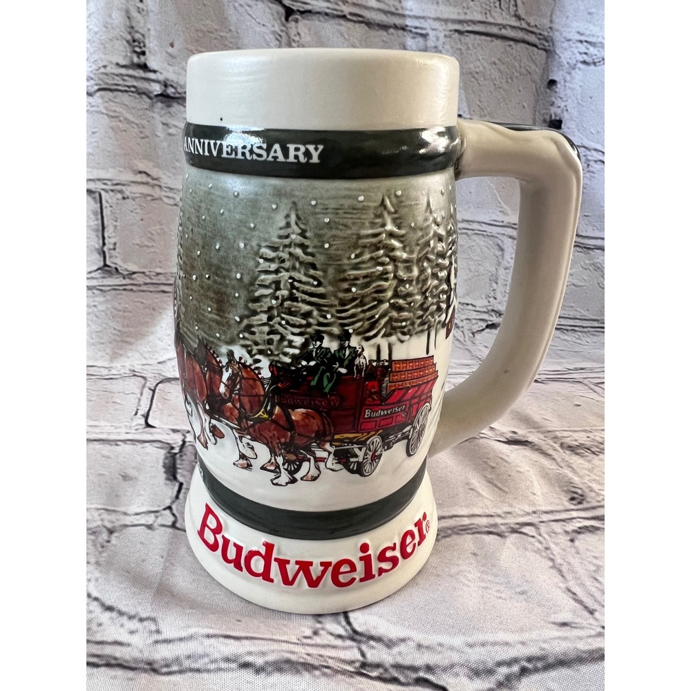 Vintage Budweiser Clydesdales 50th Anniversary Beer Stein 1933-1983 Ceramarte